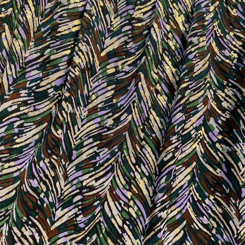 Ophelia Roe Patterned Tiered Maxi Skirt Size Small Green Purple Gold - Picture 4 of 7